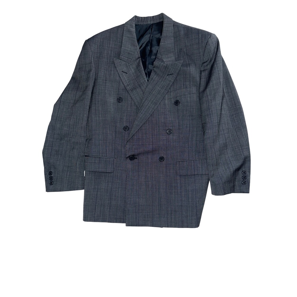 Yves Saint Laurent Mens Double Breasted Wool Blazer Grey Plaid SEE DESCRIPTION